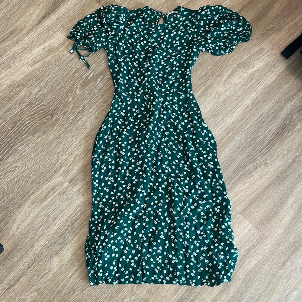 Reformation Green Floral Midi Dress